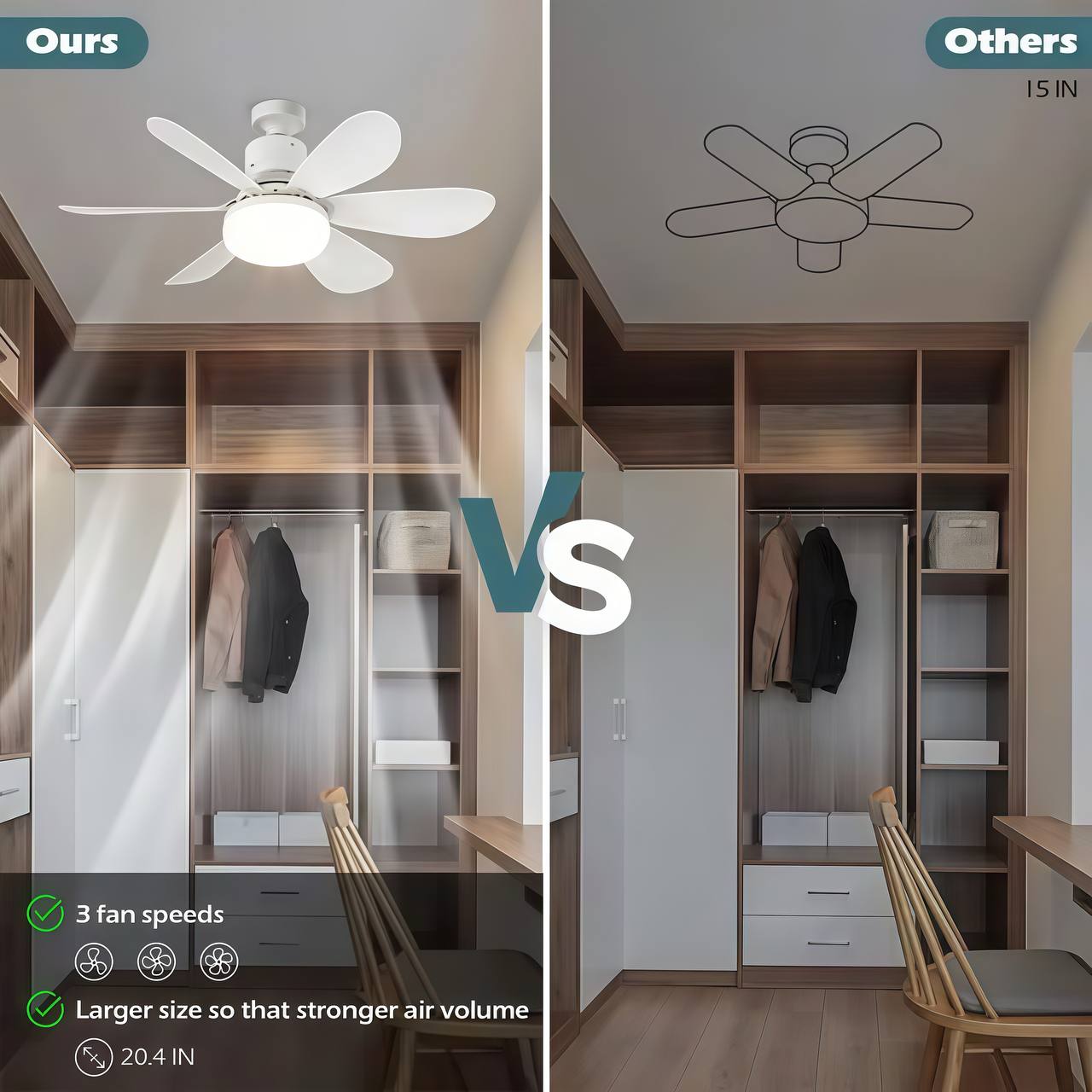 2-IN-1 PORTABLE CEILING FAN & LIGHT With Remote Control