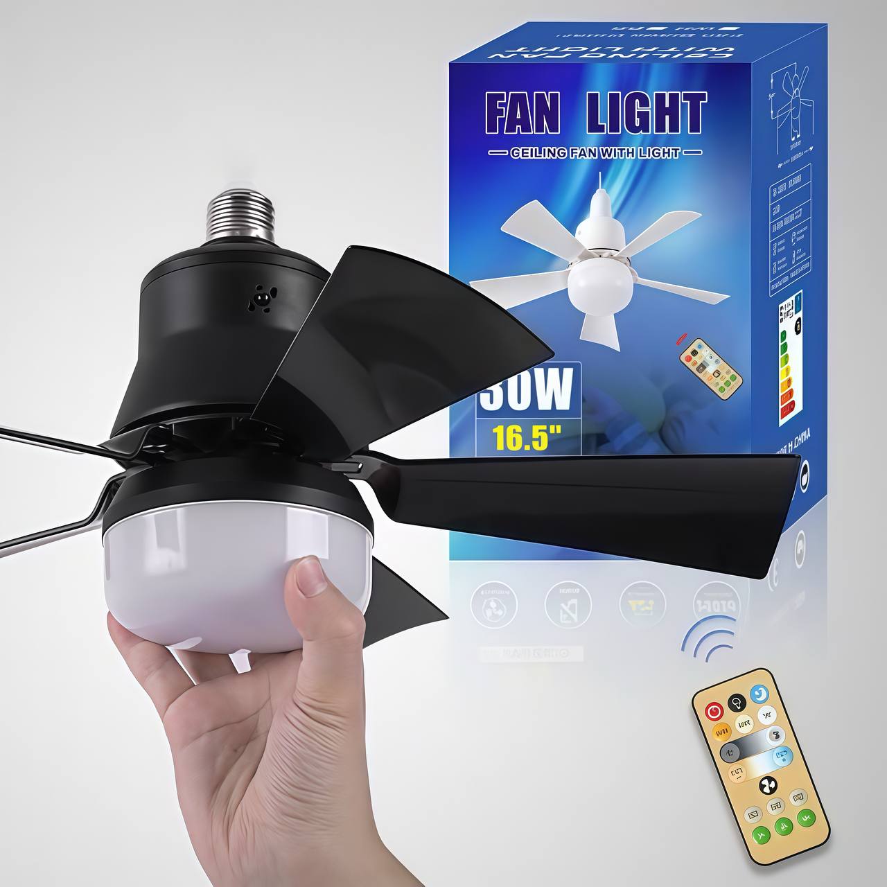 2-IN-1 PORTABLE CEILING FAN & LIGHT With Remote Control