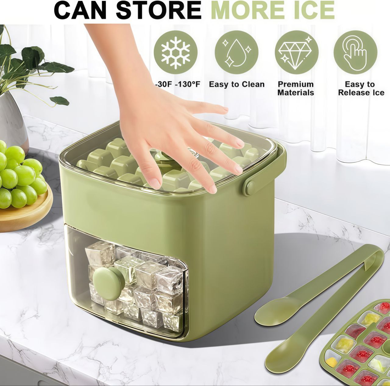 Portable Ice Maker with Lid and Storage Box