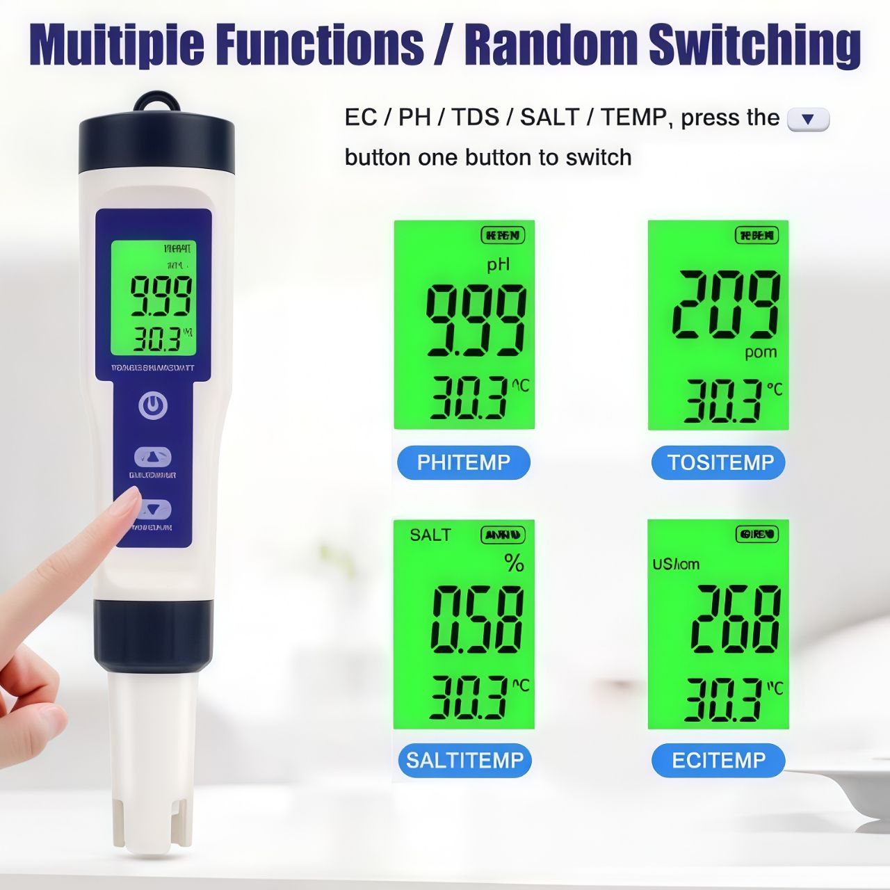 7-in-1 Digital Pool Salt & pH Tester