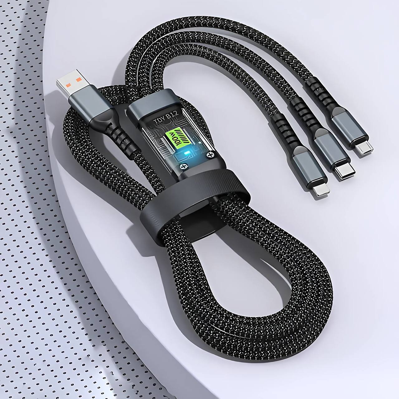 🔥⚡ Transparent Luminous 3-in-1 Super Fast Charging Cable