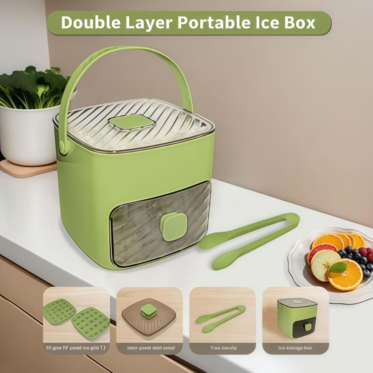 Portable Ice Maker with Lid and Storage Box
