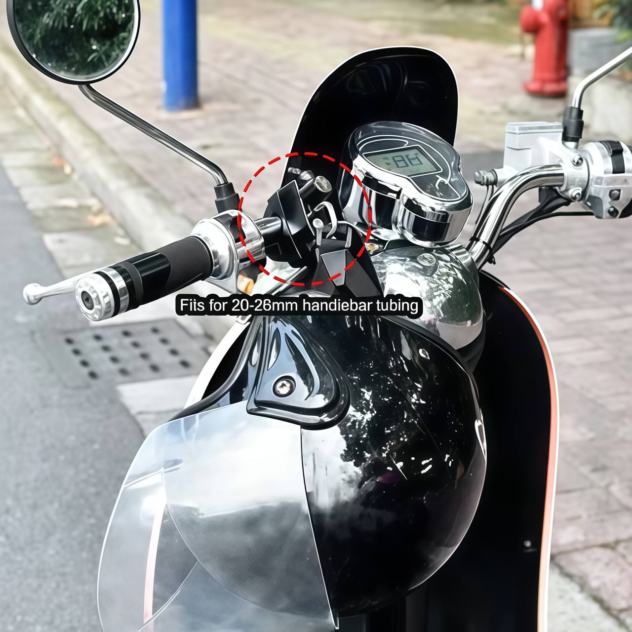 Universal motorcycle helmet lock with two security keys