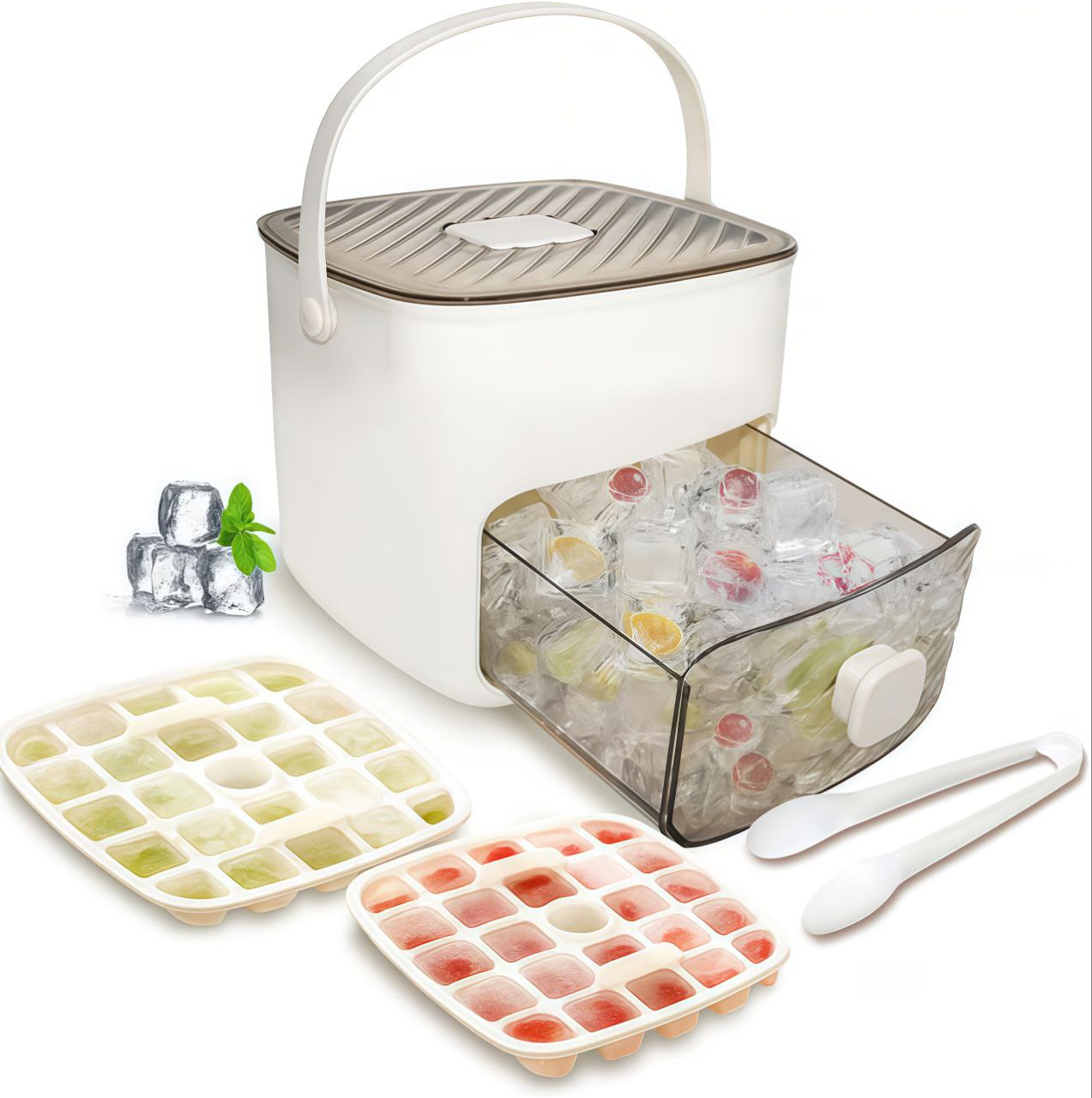Portable Ice Maker with Lid and Storage Box
