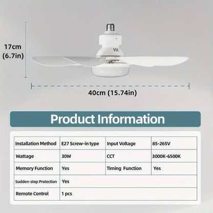 2-IN-1 PORTABLE CEILING FAN & LIGHT With Remote Control