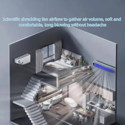 Wall-mounted mini air conditioner blowing cold air – close-up  
Wireless air cooler on office desk – lifestyle scene  
USB charging port of mini air conditioner – detail view  