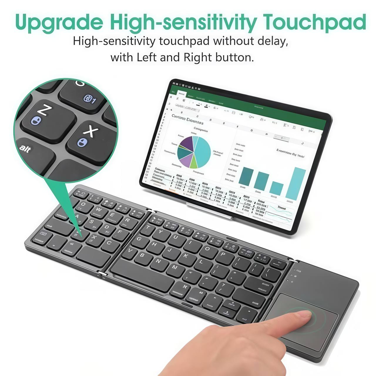 Foldable Bluetooth Keyboard with Touchpad