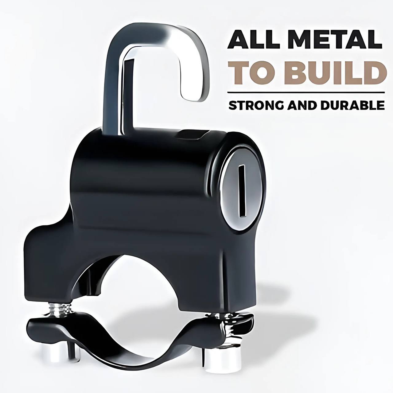 All-metal universal motorcycle helmet lock with strong and durable build