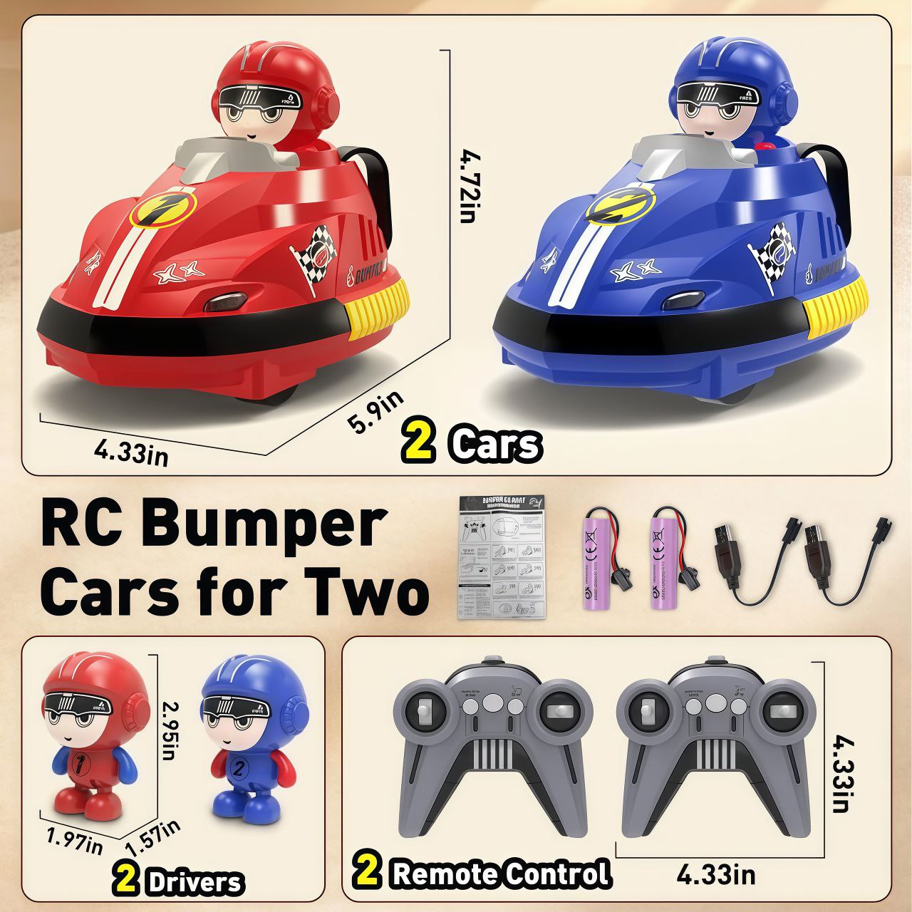 2-Player Remote Control Bumper Cars with Ejecting Drivers