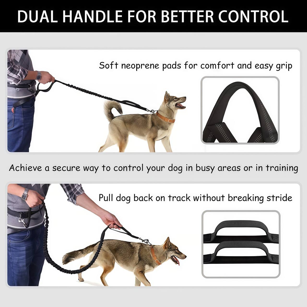 Hands Free Dog Leash with Zipper Pouch