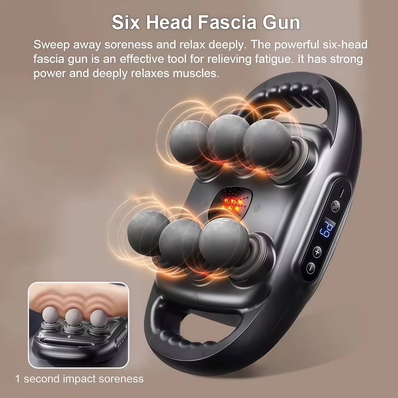 Professional Fascia Massage Gun – 6 Heads for Neck, Shoulder & Waist