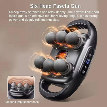 Professional Fascia Massage Gun – 6 Heads for Neck, Shoulder & Waist