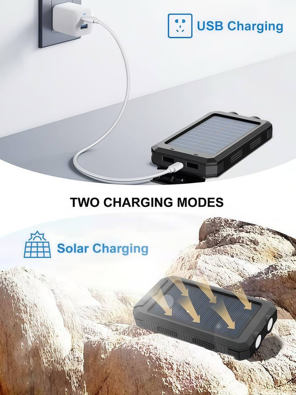 Slim and portable solar charger for camping and emergency