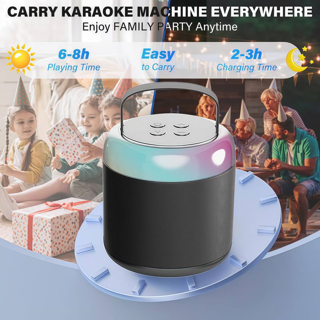 Mini Karaoke Machine with Wireless Microphones