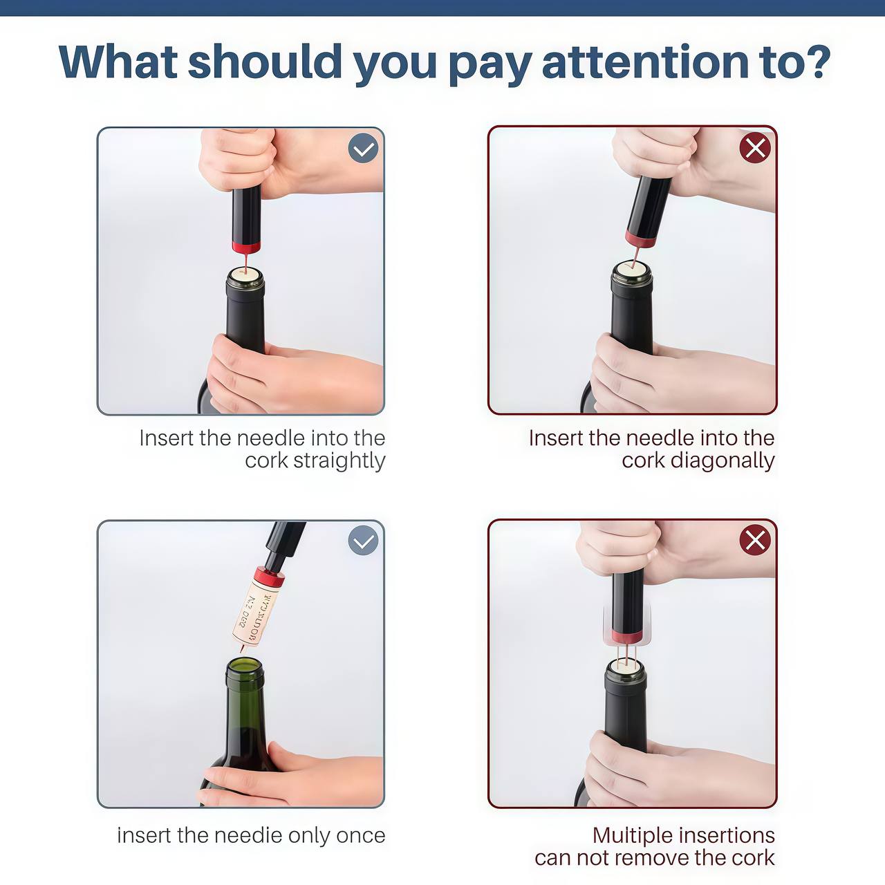 Size diagram of wine opener with built-in needle and foil cutter