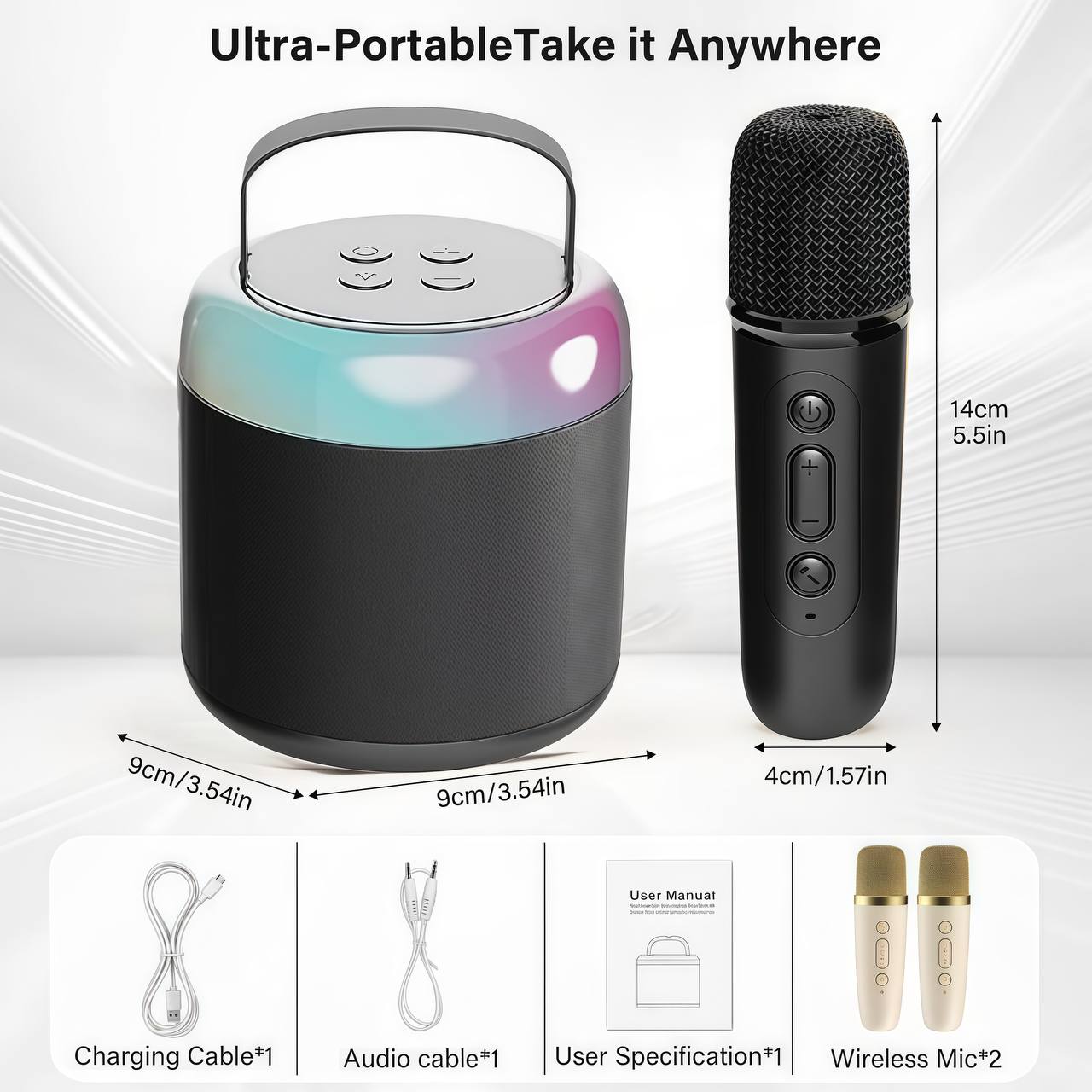 Mini Karaoke Machine with Wireless Microphones