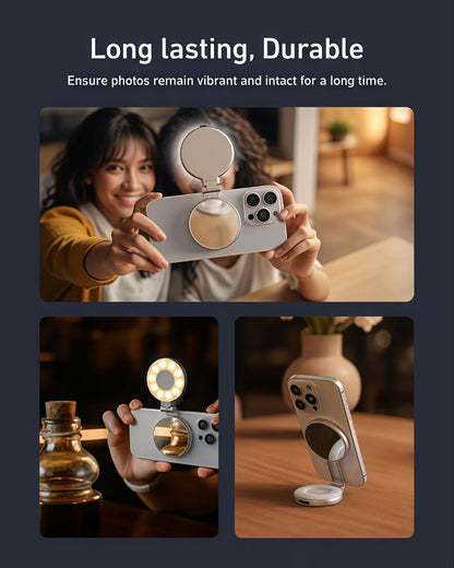 NEW TELESIN Smartphone Fill Light Mini Magnetic Selfie Light Tricolor Adjustable Brightness For iphone Light