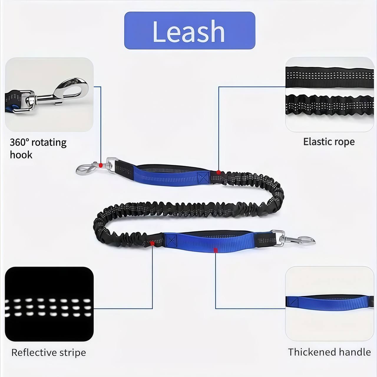Hands Free Dog Leash with Zipper Pouch