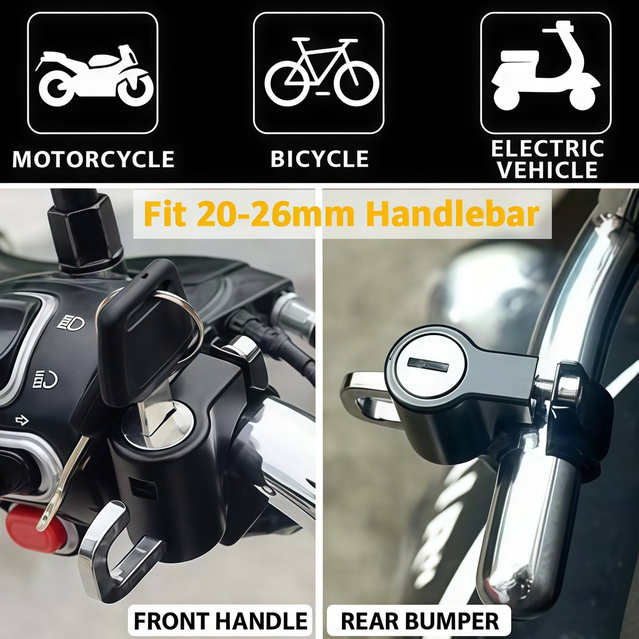 Lock suitable for motorcycle, electric vehicle, bicycle and scooter helmets
